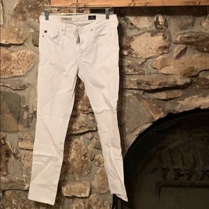 White  AG cigarette cut skinny jeans